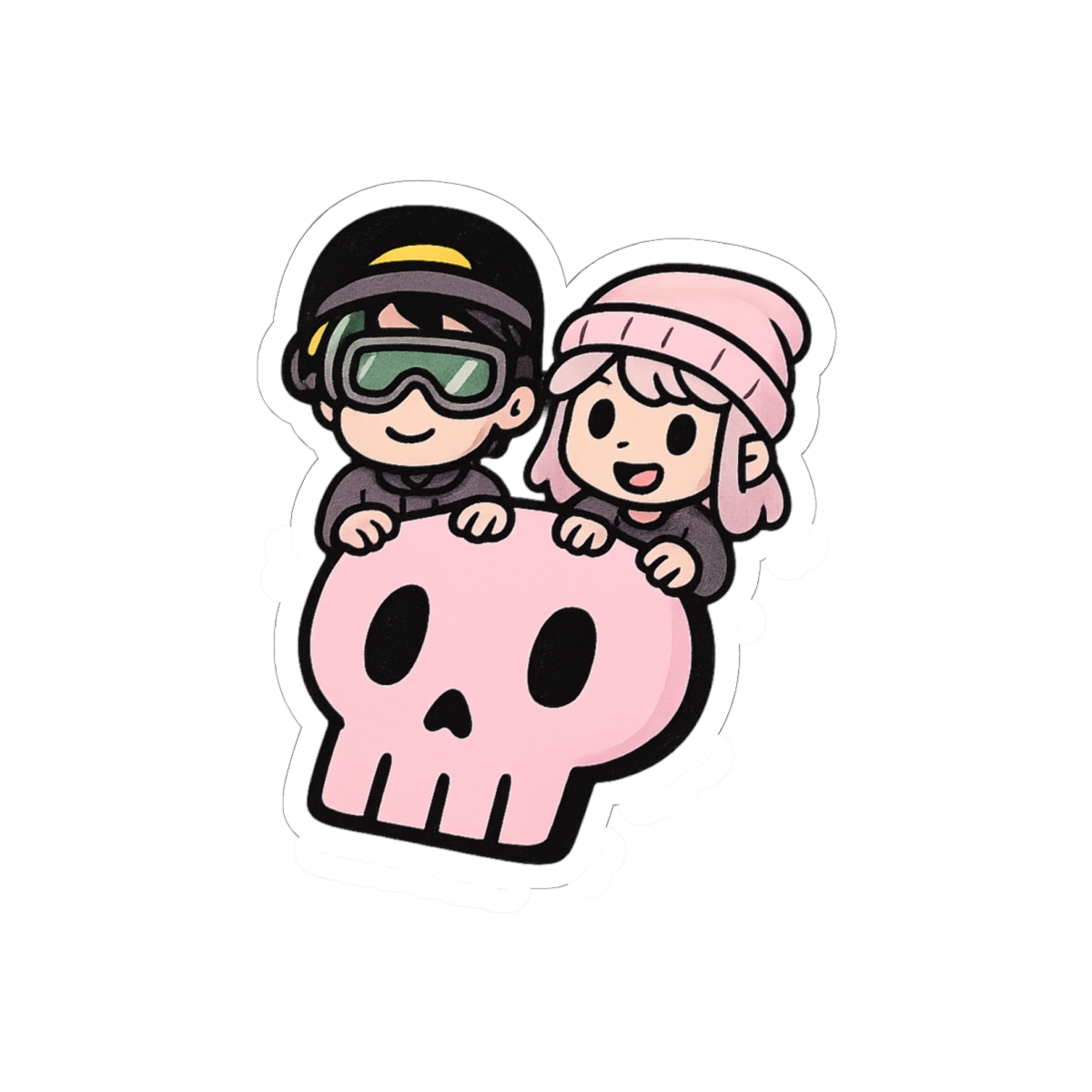 Murder Drones Pink Skull Duo Sticker | Cute Vinyl Decal