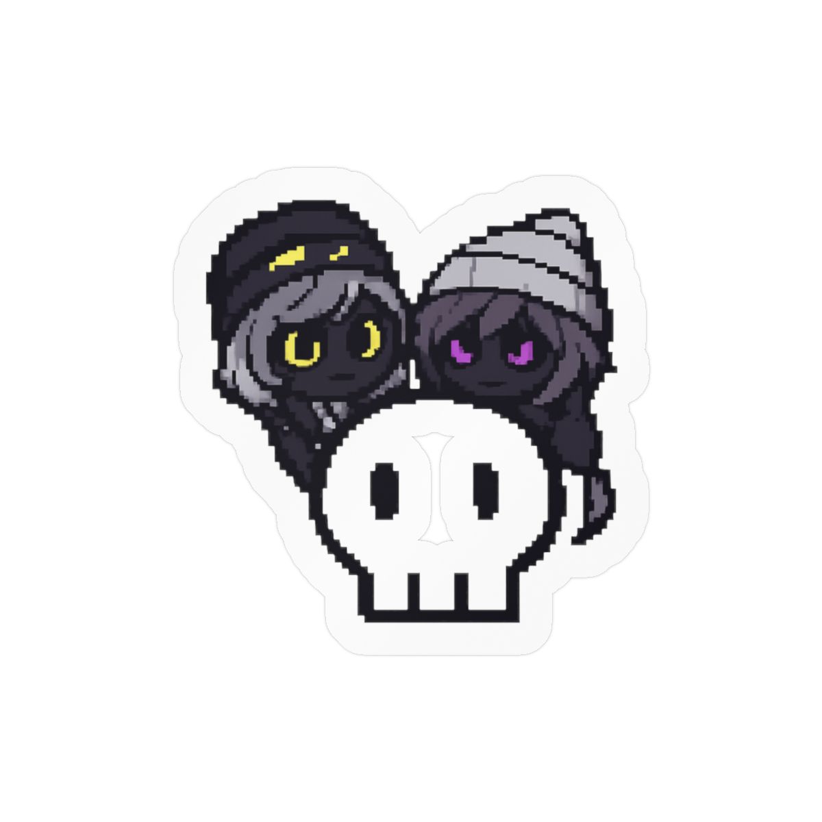 Murder Drones Goth Skull Kiss Stickers | Cute Dark Duo Decals