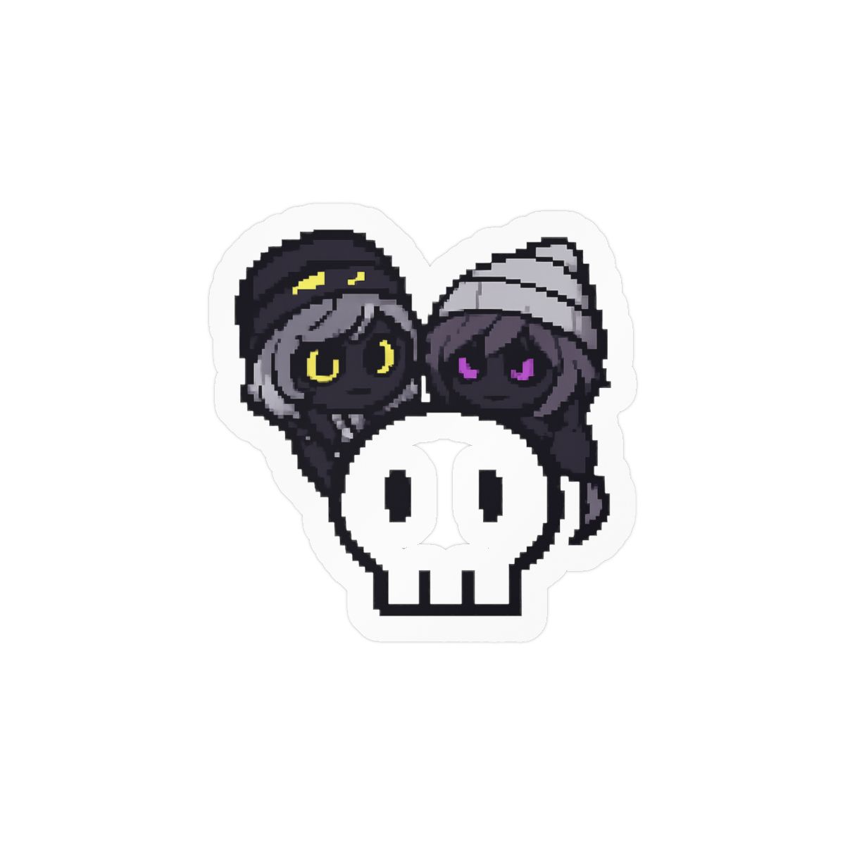Murder Drones Goth Skull Kiss Stickers | Cute Dark Duo Decals - alternate angle 2, merchandise
