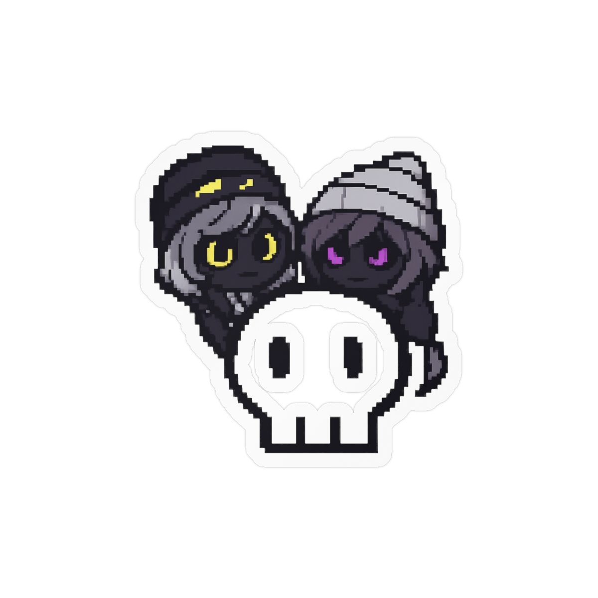Murder Drones Goth Skull Kiss Stickers | Cute Dark Duo Decals - alternate angle 3, merchandise