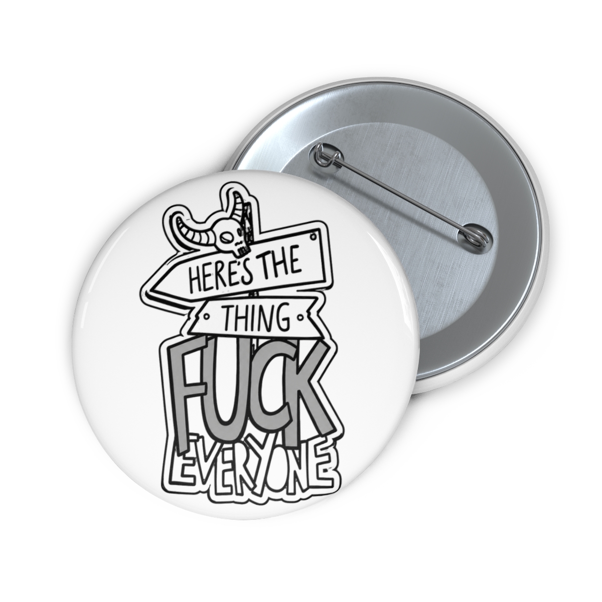 Here's The Thing, Fuck Everyone Enamel Pin// Murderino, True Crime Club, SSDGM, MFM, Murder Documentary, Crime Shows Lapel Badge Brooch // - alternate angle 1, merchandise