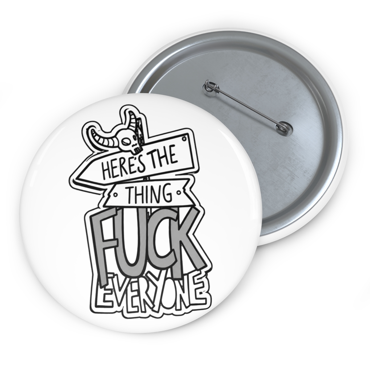 Here's The Thing, Fuck Everyone Enamel Pin// Murderino, True Crime Club, SSDGM, MFM, Murder Documentary, Crime Shows Lapel Badge Brooch // - alternate angle 2, merchandise