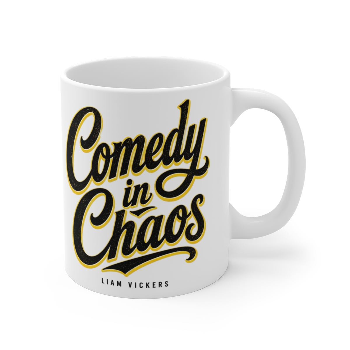 Murder Drones "Comedy in Chaos" White Mug - Official Mugs & Drinkware merchandise