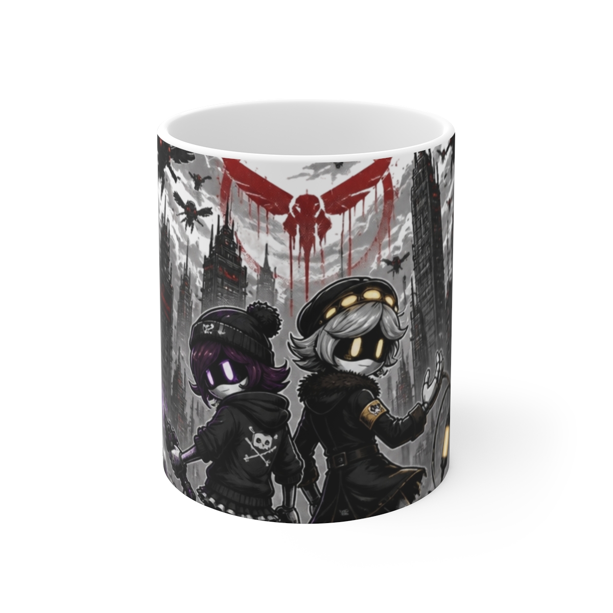 Murder Drones "In Unity, We Survive" White Mug - alternate angle 1, merchandise