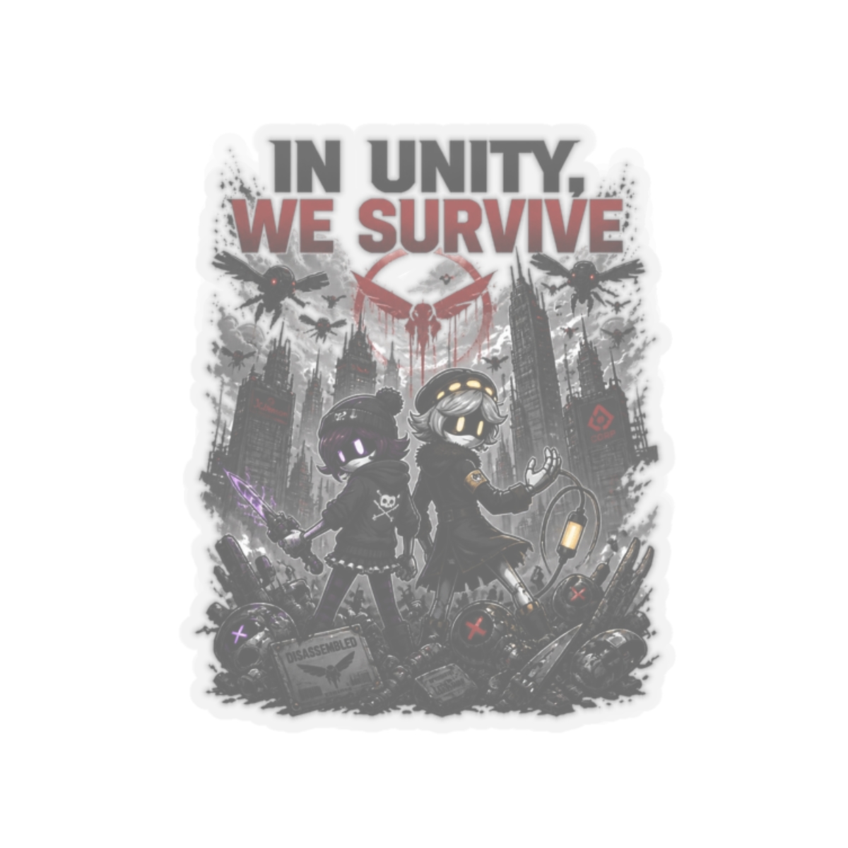 Murder Drones "In Unity, We Survive" Sticker