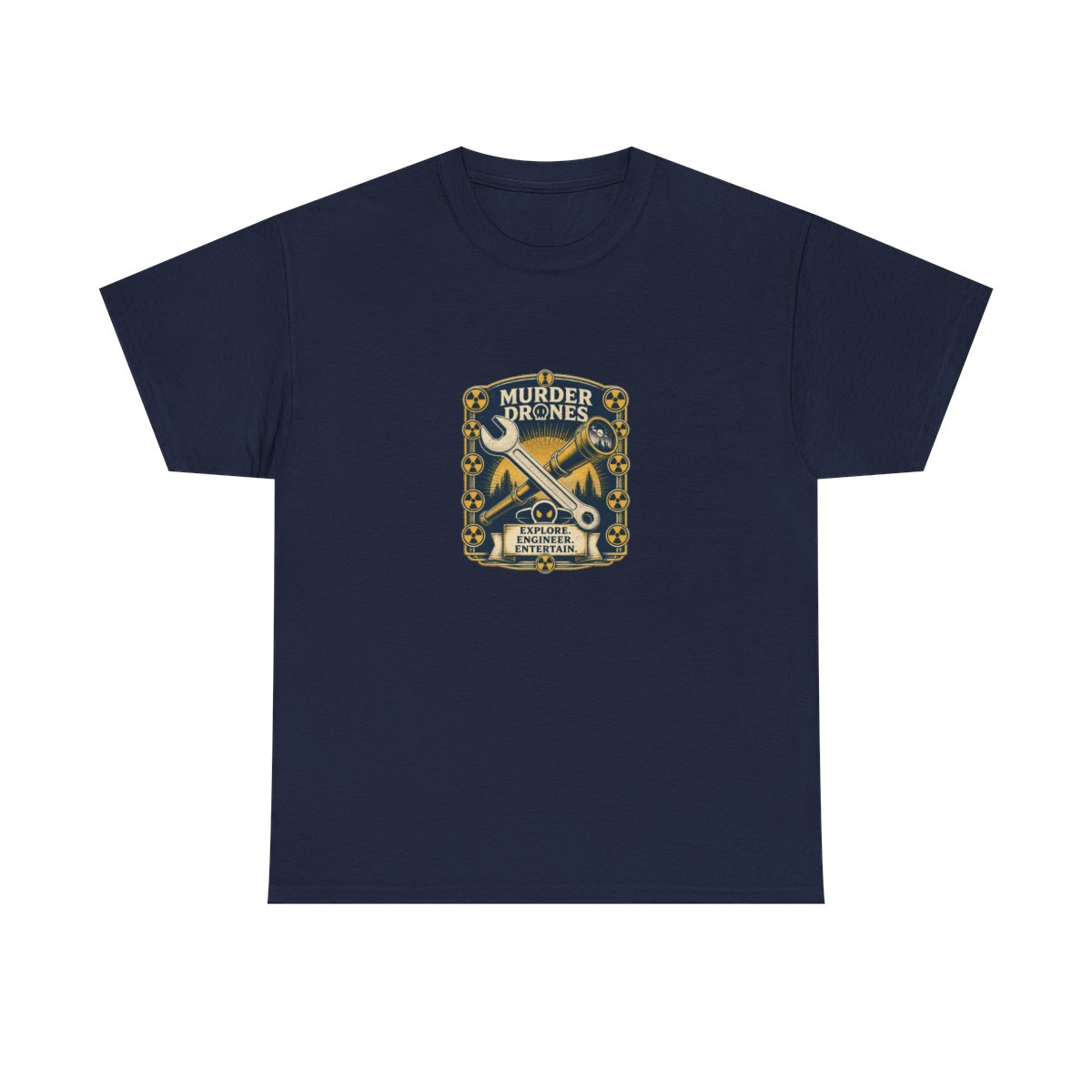 Murder Drones "Explore. Engineer. Entertain." Unisex Tee - alternate angle 5, merchandise