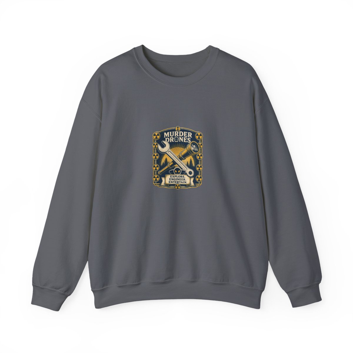 Murder Drones "Explore. Engineer. Entertain." Crewneck - alternate angle 5, merchandise