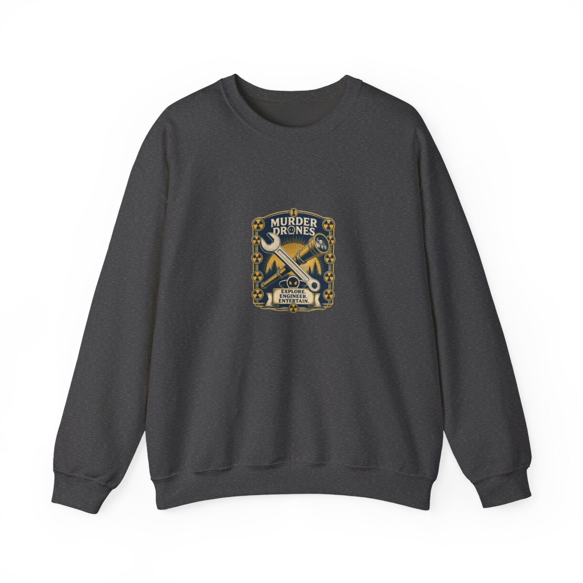 Murder Drones "Explore. Engineer. Entertain." Crewneck - alternate angle 4, merchandise