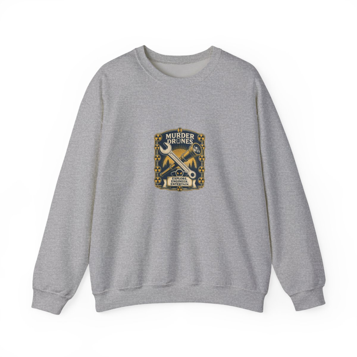 Murder Drones "Explore. Engineer. Entertain." Crewneck - alternate angle 2, merchandise