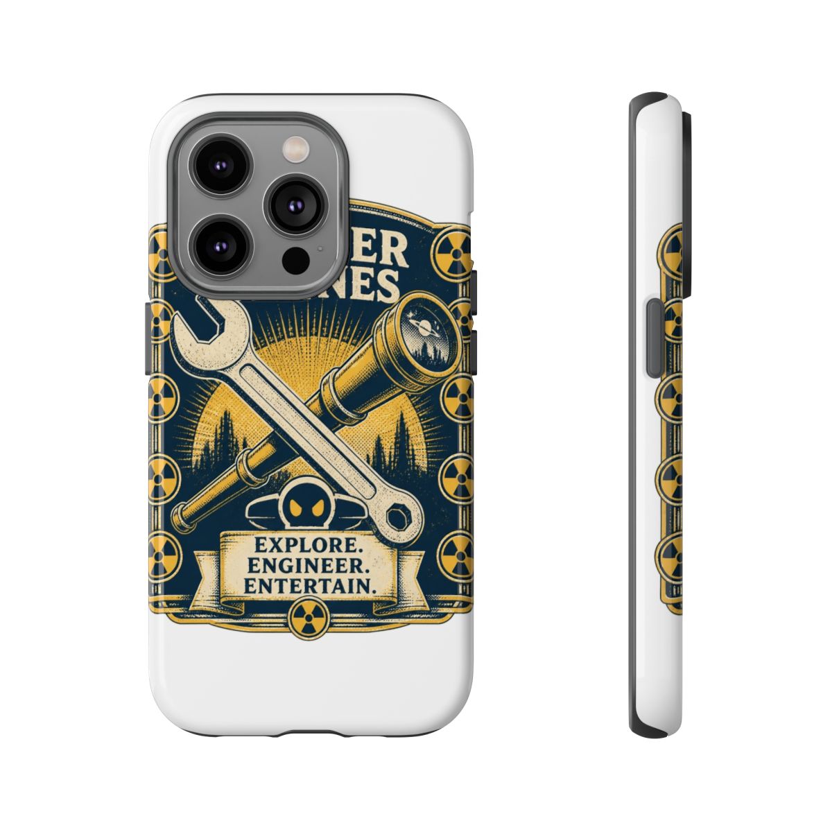 Murder Drones "Explore. Engineer. Entertain." Phone Case - alternate angle 4, merchandise