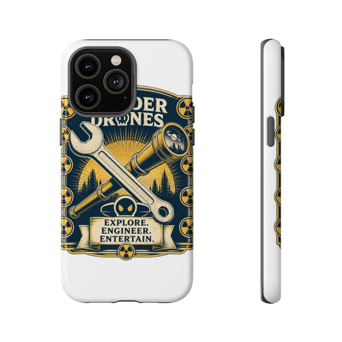 Murder Drones "Explore. Engineer. Entertain." Phone Case - alternate angle 5, merchandise